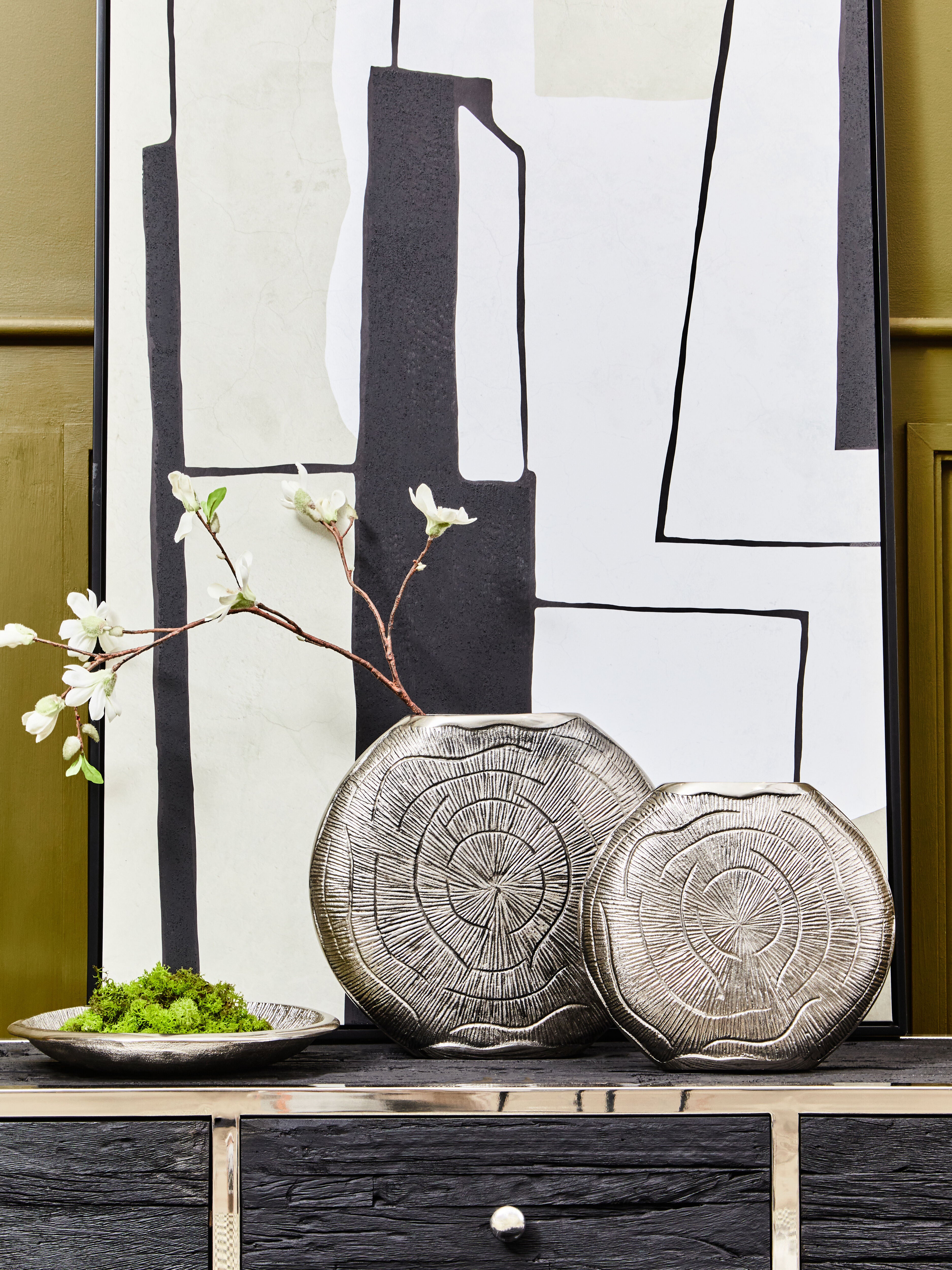 Alid Oak Wood Effect Silver Vase | Small
